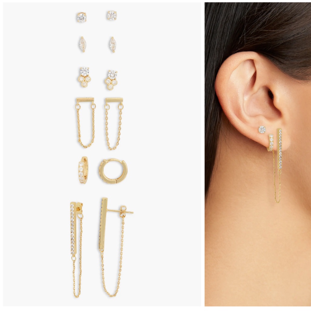 Nordstrom Rack 6 Pairs Assorted Earrings 40$
